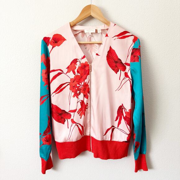 TED BAKER | Cortnee Fantasia-Print Bomber Jacket Floral Print | 3, 8, Medium - Picture 3 of 9